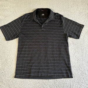 Tiger Woods Shirt Men's Large Black Striped Golf Polo Short Sleeve‎ Activewear